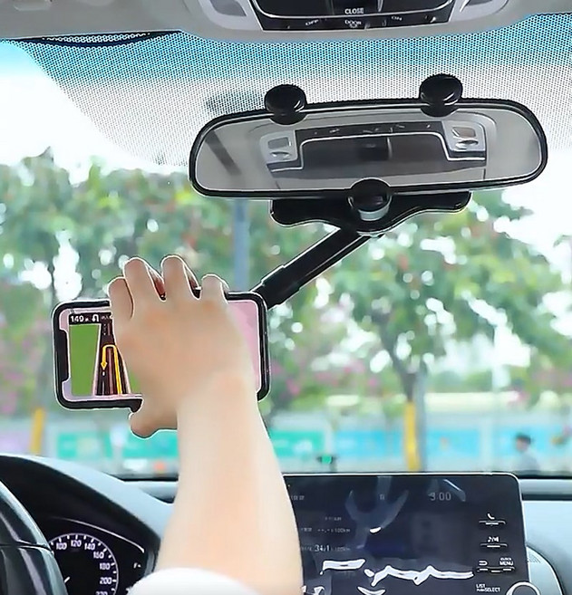 룸미러 원터치 스마트폰거치대 360도 회전 사각형, 1개