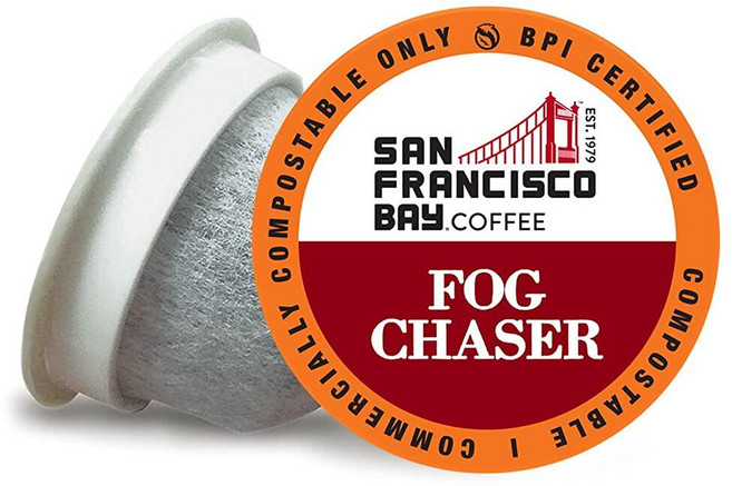 SF Bay Coffee OneCUP 디카페인 프렌치 로스트 80 Ct 천연 수처리 다크 로스트 퇴비화 커피 포드 큐리그 2.0 등의 K컵과 호환됨, Fog Chaser, 120 Count (Pack of 1), 1개