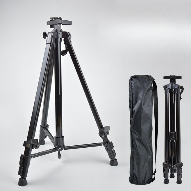 쁘띠꼬모 다용도 휴대용 이젤 삼각대 안정화 지지대 포함 접이식 보관가방 실내 야외 스케치 전시용, 검은색