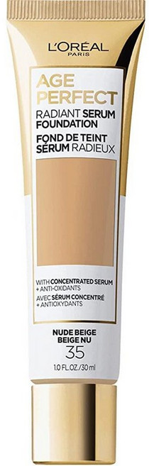 L'Oreal 파리 에이지 퍼펙트 래디언트 세럼 파운데이션 SPF 50 누드 베이지 1oz, 035 누드 베이지