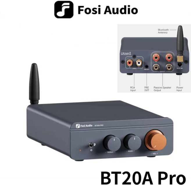 Fosi Audio BT20A Pro 인티앰프 TPA3255 Bluetooth 300Wx2, Gray - Adapter 없음
