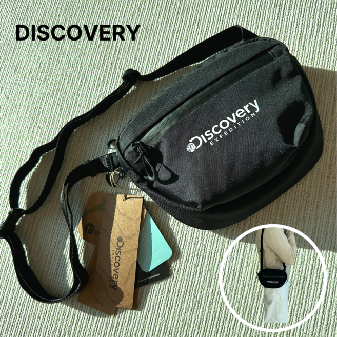 디스커버리 크로스백 남녀공용 커플 데일리 등산 산책 러닝, 블랙
