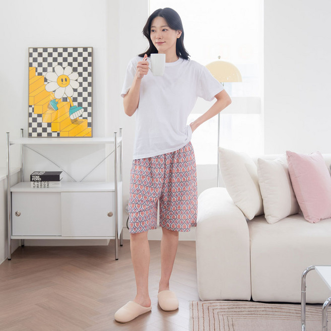 여성 여름 자카드 인견 5부 파자마 잠옷 홈웨어 빅사이즈 엄마옷 쿨링 냉감