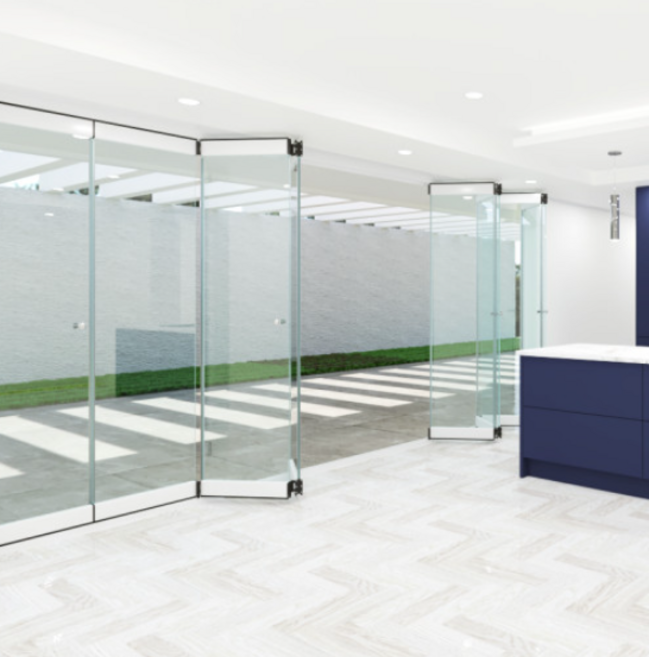 공간을 비추는 투명한 매력! 프레임리스 글라스 폴딩도어, 실버, 1개