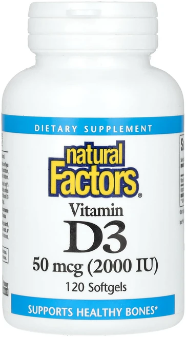 Natural Factors 비타민D3 50mcg(2000IU) 소프트젤 120정, NaturalFactors비타민D350mcg2000IU, 1개 - 쿠팡