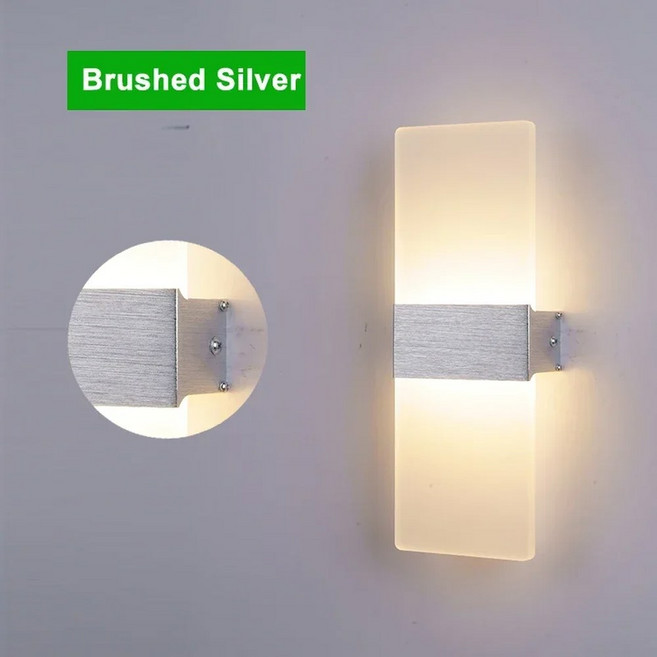 LED 벽 조명 220V 110V 침실 침대 옆 거실 발코니 통로 램프 복도 돌출, 옵션.03 Brushed Silver, 옵션.01 14 x 6 cm, 옵션.01 Cool White(5500-7000K)