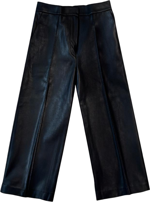 가을겨울 여성 가죽 팬츠 일자핏 블랙 와이드팬츠 캐주얼 밴딩 방풍 배기팬츠