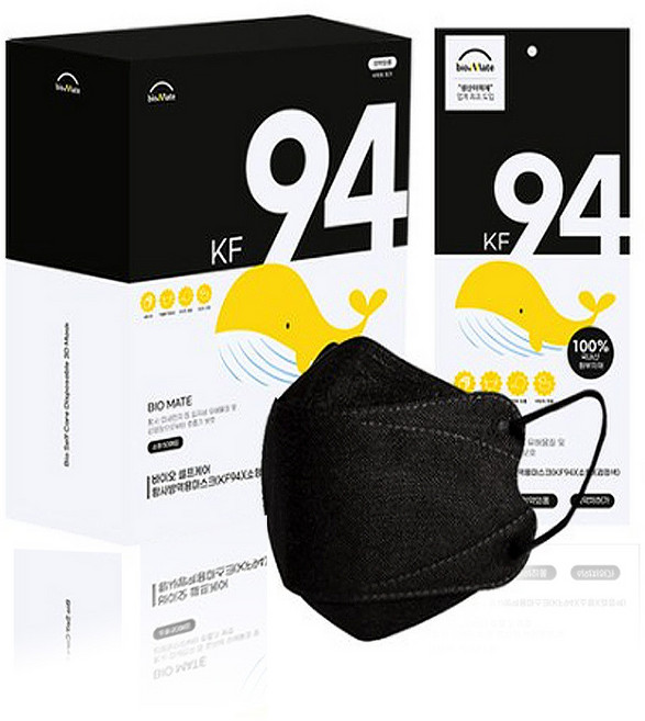 바이오메이트 셀프케어 마스크 소형 KF94, 50개입, 1개, 블랙