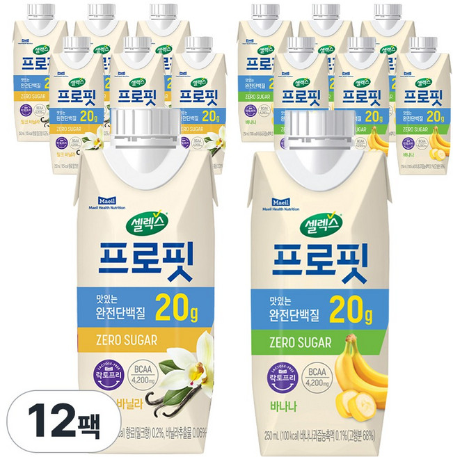 셀렉스 프로핏 (밀크바닐라6+바나나6), 250ml, 12개