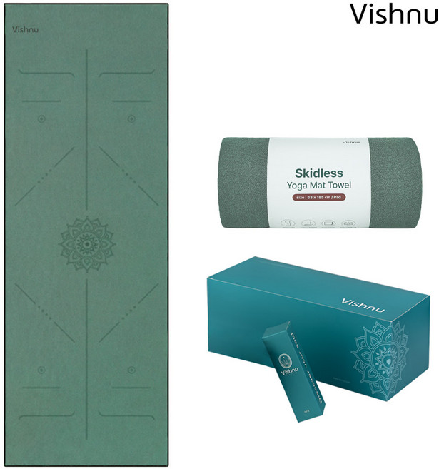비슈누 요가 타올 논슬립 매트 타월 미끄럼방지 요가 수건, 패드형, 다크블루, 1개