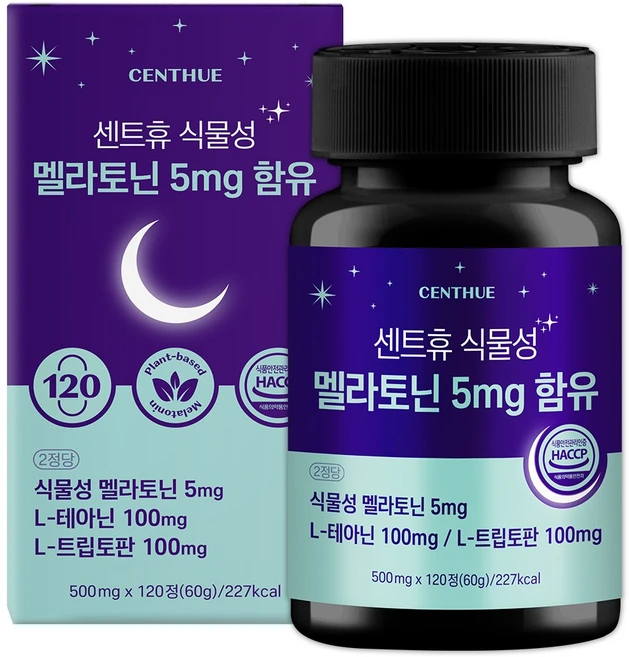 센트휴 식물성 멜라토닌 5mg 함유, 1개, 120정 - 쿠팡