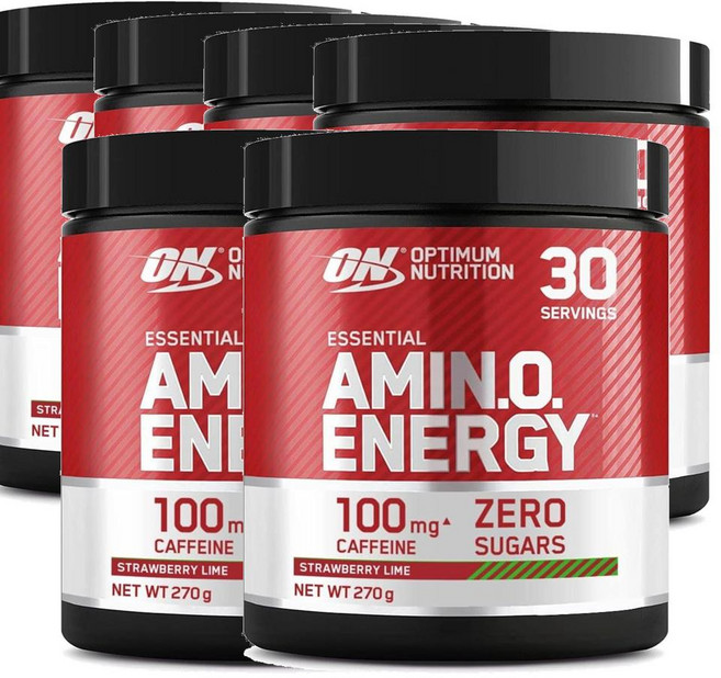 영국 옵티멈 뉴트리션 Optimum Amino Energy 아미노 에너지 프리 워크아웃 파우더 딸기 라임맛, 270g, 6개