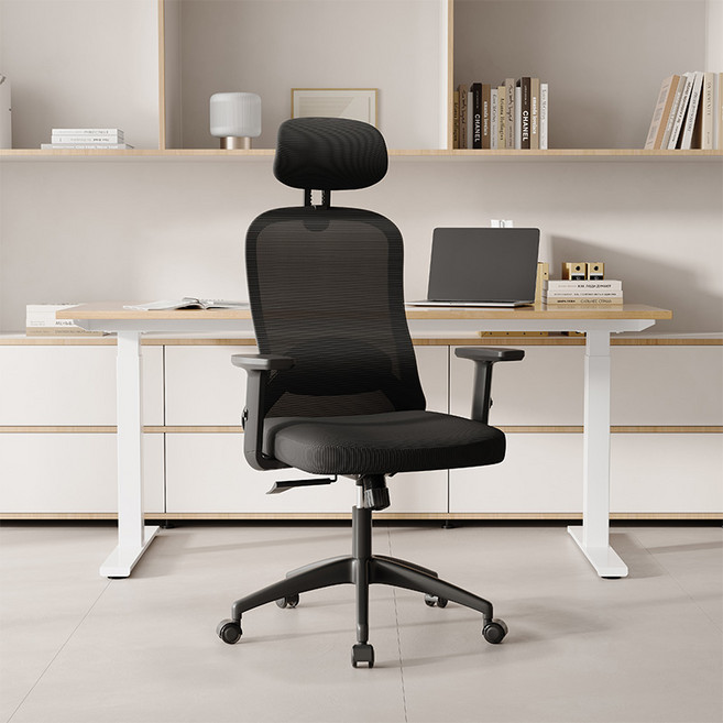 편안한 사무용 컴퓨터 메쉬 의자 BY-5041, 블랙