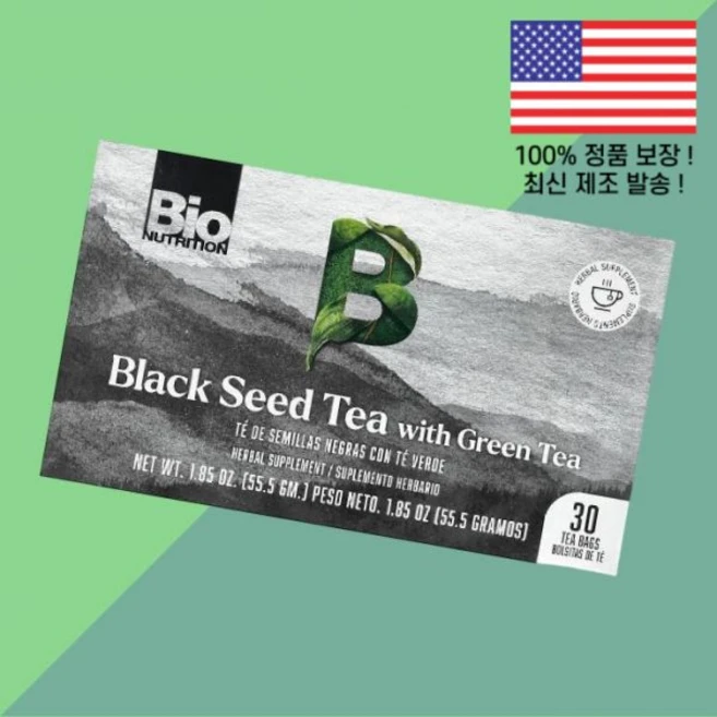 바이오 뉴트리션 녹차 그린티를 넣은 블랙 씨드 티 30티백 1.85온스 55.5g Bio Nutrition Black Seed Tea Green 30 Bags 1.85oz, 바이오 뉴트리션 녹차 그린티를 넣은 블랙 씨드 티 30 - 쿠팡
