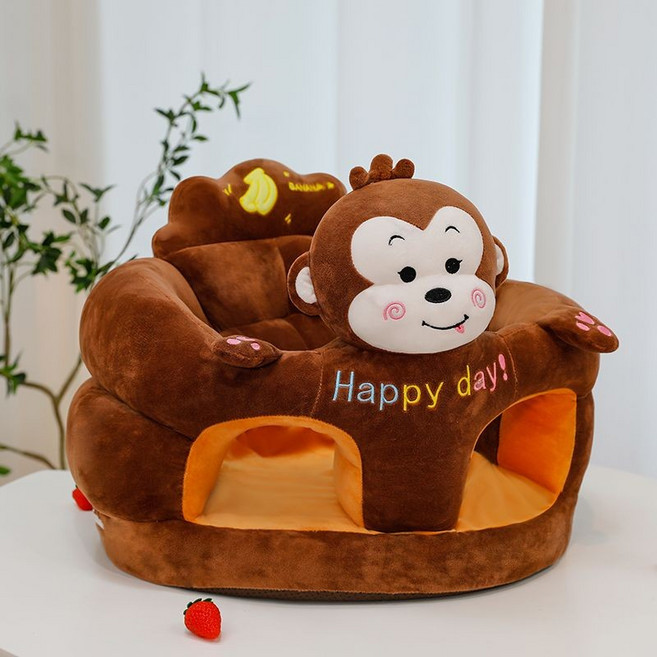 兒童卡通沙發 寶寶學坐椅 小老虎造型, 小猴子【底部海綿墊】