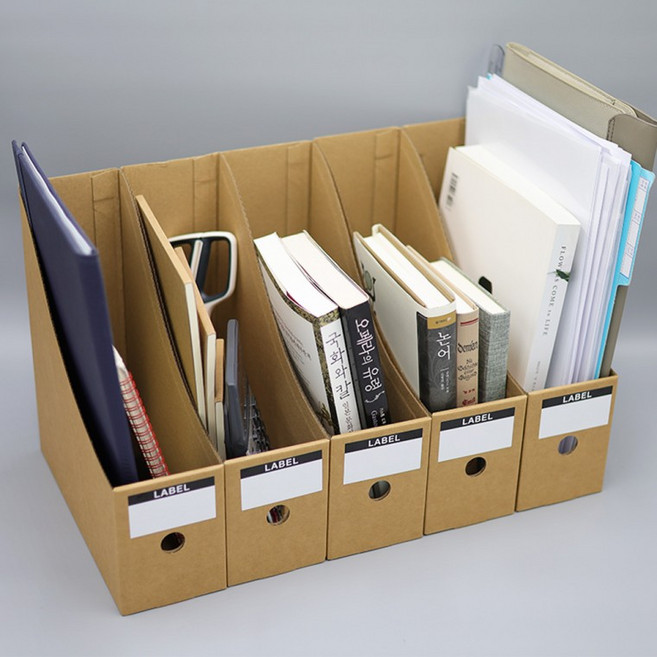 차트 홀더 서류 문제집 박스 꽂이 파일함 꿀템 거치대 스탠드 정리함 삼각 5개 보관함 파일 종이 사무실, 크라프트 5개입