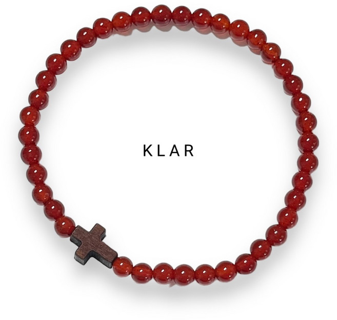 클라(KLAR) 천연 자마노(Sard) 샤벨 십자가 팔찌 (4mm)