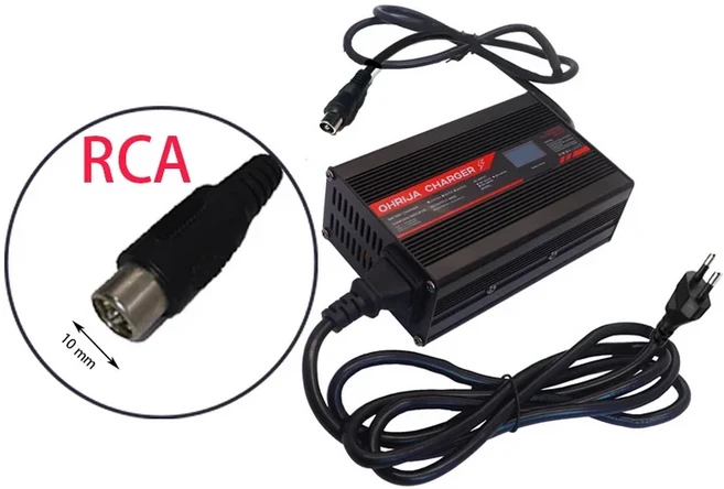 13S 48V 리튬 배터리용 54.6V 5A 스마트 충전기 LED 표시기 방화 쉘 과전류/전압/단락 보호, 03 110V-220V, 10 RCA