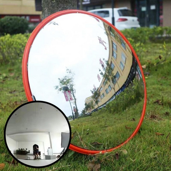 힙한 볼록거울 벽걸이 아크릴 안전 부착 인테리어 거울, 60CM, 블랙