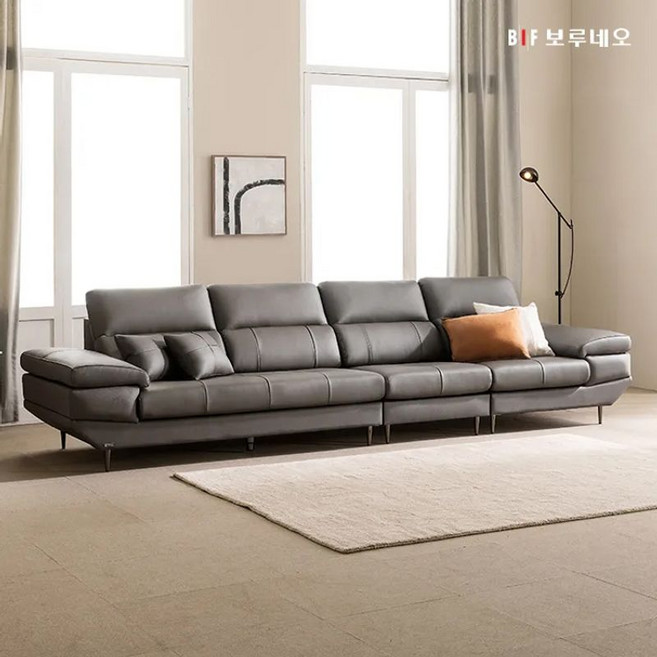 보루네오 스테이 이태리 천연소가죽 6인용 소파, 딥그레이