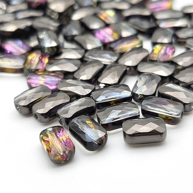 [모크재료방] 납작직사각 크리스탈 7mm, 80개, 오팔블랙