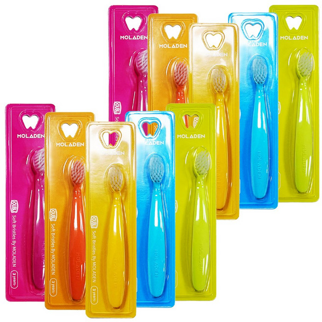 몰라덴 이지그립 이중미세모 유아칫솔, 랜덤 발송, 10개, 1개입