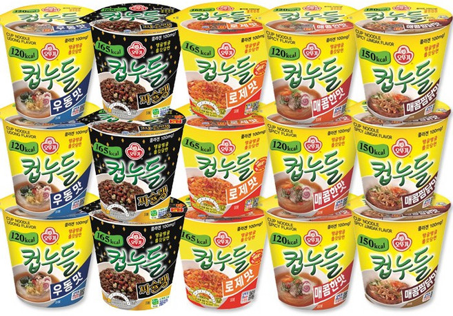 7위 - 오뚜기 컵누들 5종 (매콤한맛 37.8g + 컵누들우동 38.1g + 매콤찜닭맛 45.5g + 로제맛 49.