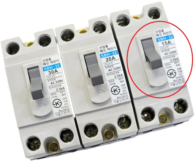 배선용차단기 가정용차단기 서울산전 SBH-32 뚜꺼비집 국내안전인증, 1개, SBH-32 15A
