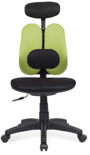 팔걸이 없는 요추 헤더형 허리편한 학생 컴푸터 사무실 의자, 엔젤ZC 팔무 요추헤더형:올메쉬-그린