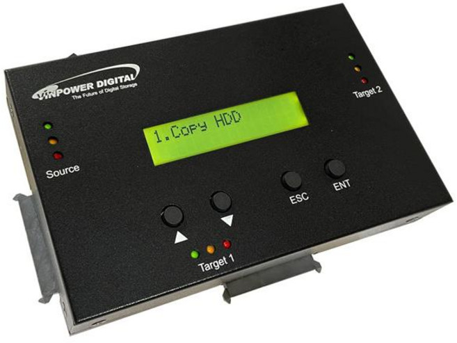 Vinpower Digital 1 to 2 SATA 2.5인치 및 3.5인치 하드 디스크 드라이브/솔리드 스테이트 드라이브(HDD/SSD) 복제기 DOD 레벨 지우개, 2 Targets