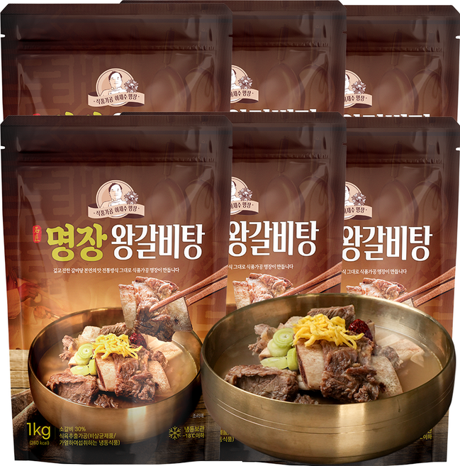[이가네식품] 이재수명장 명인의 프리미엄 명장왕갈비탕 1-2인분, 6개, 1kg