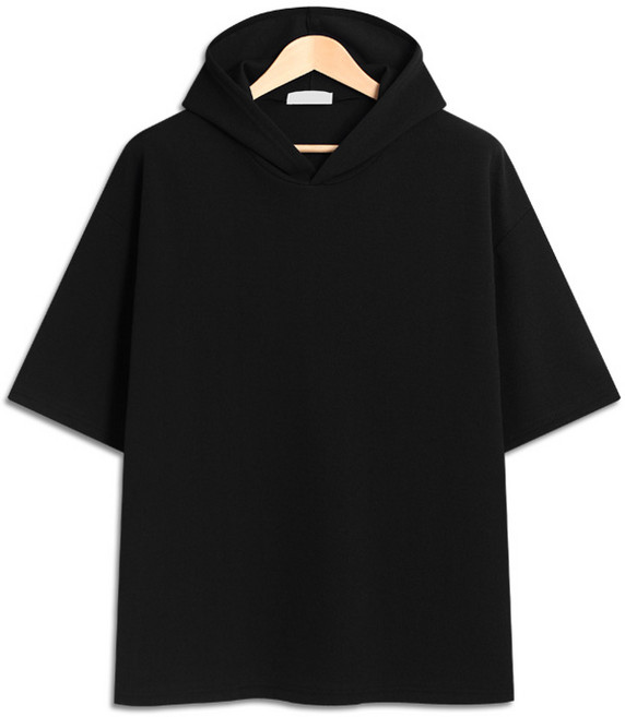 링클프리 스판 오버핏 후드 반팔티 (LW048)