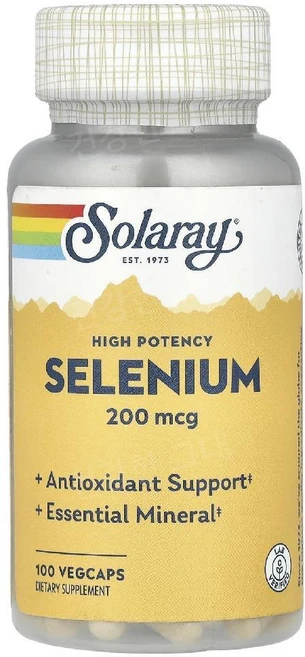 솔라레이 셀레늄 셀레니움 200mcg 100캡슐 셀레니엄 Selenium, Solaray 솔라레이 셀레늄 200mcg 식물성 캡슐, 1개, 100정 - 쿠팡