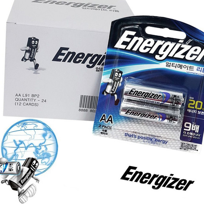 에너자이저 9배지속 리튬건전지AA 2P 12개, 1