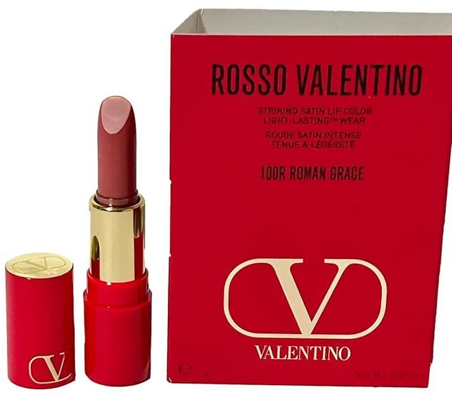 Valentino Rosso (미니 여행용 사이즈 스몰) 100R 로마 그레이스 스트라이킹 새틴 립 컬러 래, Valentino Rosso (미니 여행용 사이즈 스몰 - 쿠팡