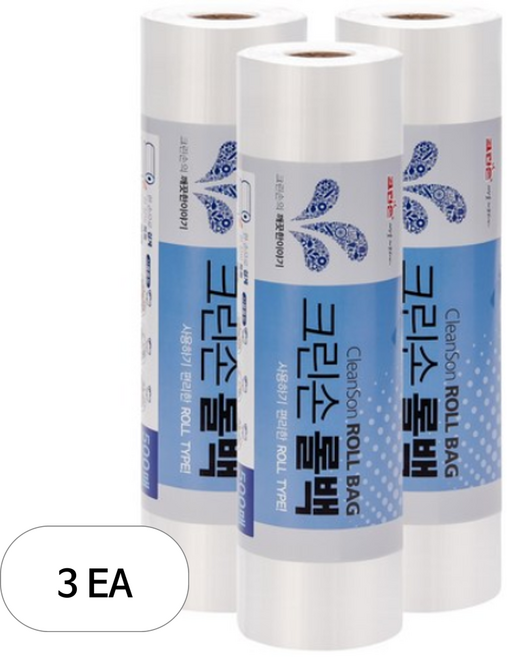 크린손 위생 롤백 33 x 45 cm 500p, 대(L), 500개, 3개