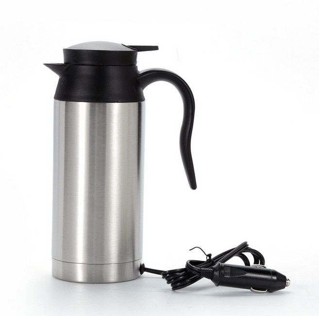 QDY 750ml 차량용 전기포트 12V 24V 빠른 가열 이중 스테인레스 스틸