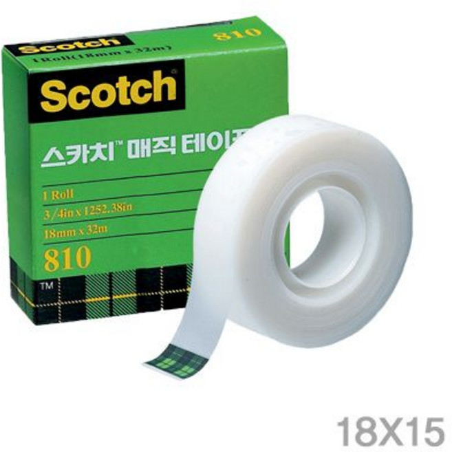 스카치 매직테이프 810R 리필 18mm x 15m, 반투명, 1개