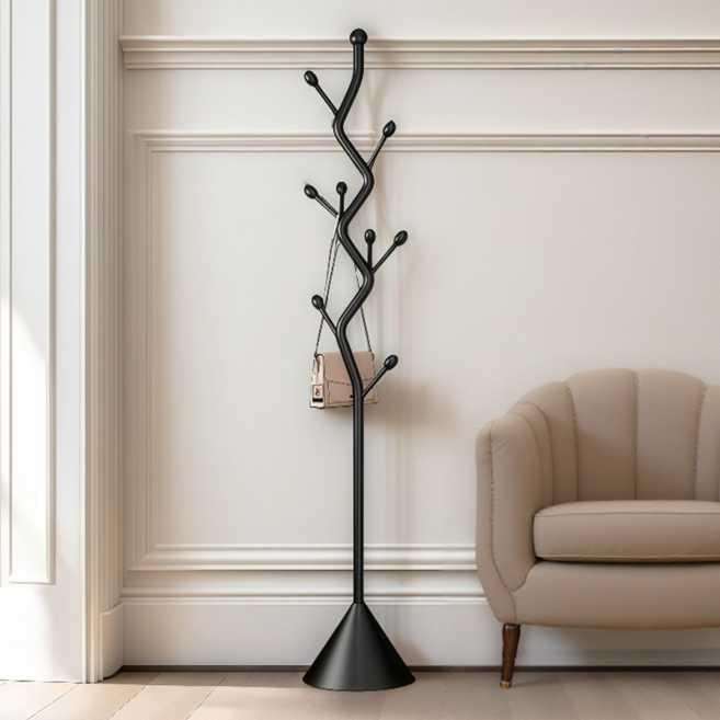 CABICO 월룸 쓰러지지 않는 모자걸이 가방걸이 옷걸이 행거, 블랙+블랙