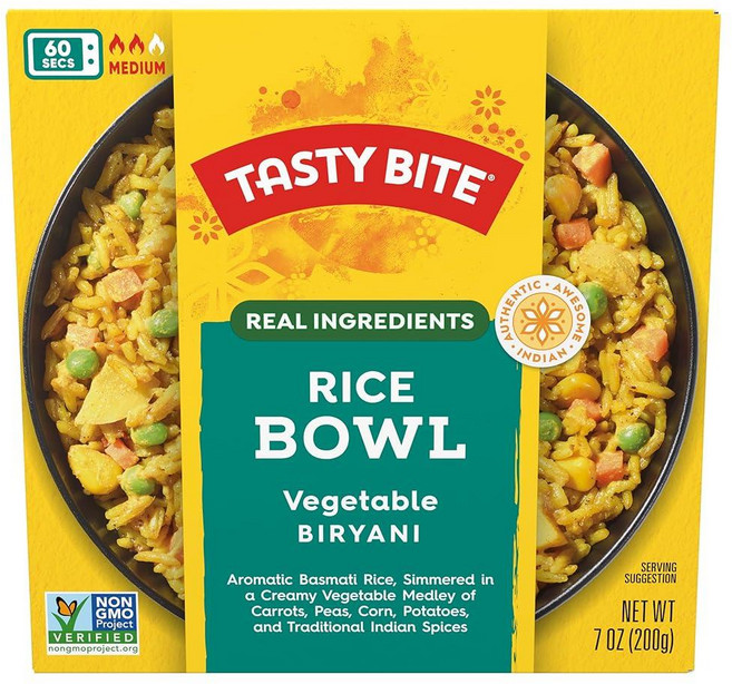 Tasty Bite Chickpea Biryani 밥그릇 바로 먹을 수 있음 전자레인지 사용 가능 글루텐 프리 198.4g(7온스) (6팩), Vegetable Biryani