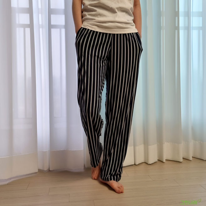 그린나래 스판 슬림핏 보들보들 진짜 편한 남여 파자마 잠옷바지