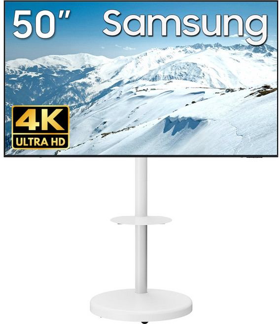 삼성전자 BE-H 무빙스탠드 패키지 UHD 4K LED 에너지효율 1등급 셋탑박스 삼탠바이미 오베닉 이동식 무빙거치대 OTT, 125.7cm(50인치)_삼성기사설치, 고객직접설치, 고객직접설치_무빙스탠드(화이트)