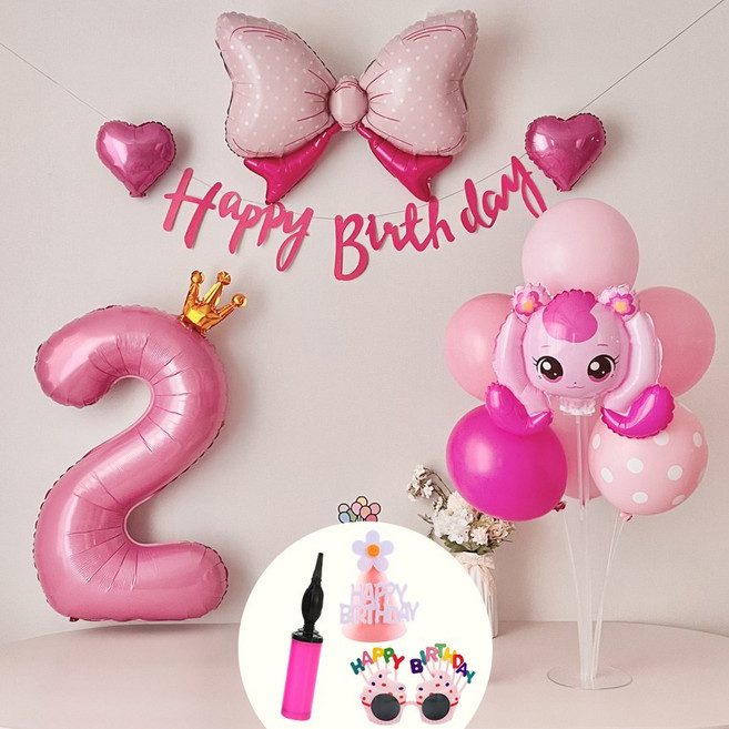 연지마켓 하츄핑 풍선 캐치 티니핑 생일 파티 용품 세트, 숫자풍선 2, 1세트