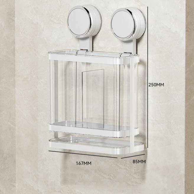 탈부착 가능한 흡착식 젓가락+수저 건조대, 1개, 화이트