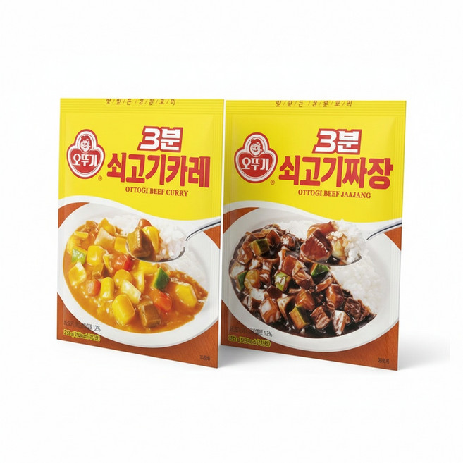 오뚜기 3분 쇠고기카레 200g+쇠고기짜장 200g 각 12개씩, 200g, 24개