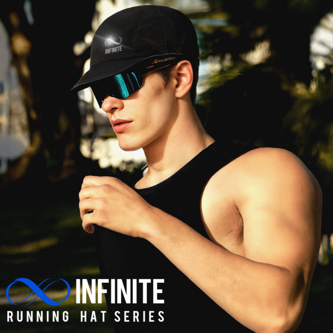 인피니티 러닝모자 런닝 마라톤 테니스 트레일 나일론 깊은 볼캡 대두, 블랙, 1개