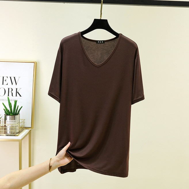 남여공용 빅사이즈 모달 브이넥 반팔 티셔츠 KX-2607