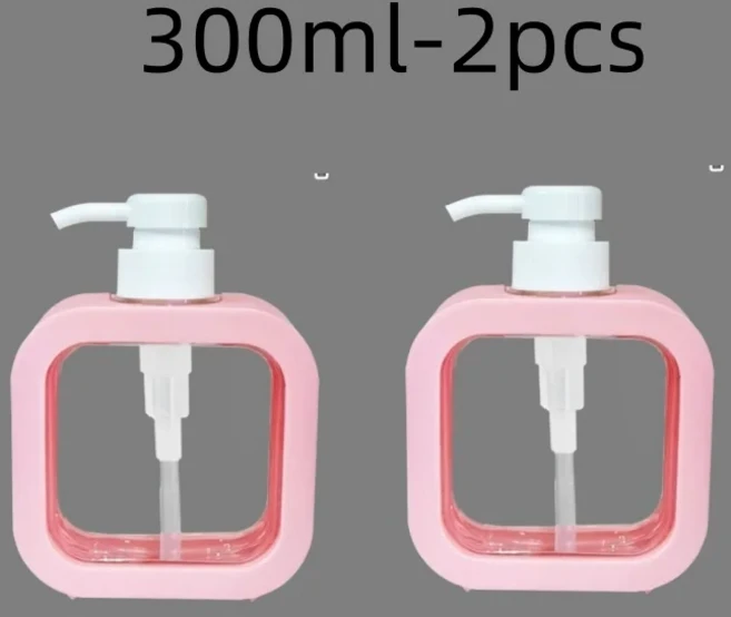 욕실 비누 디스펜서 리필 가능한 로션 샴푸 샤워 젤 거치대 휴대용 여행 디펜서 빈 목욕 펌프 병 300 ml, 13 pink-300ml-2pcs