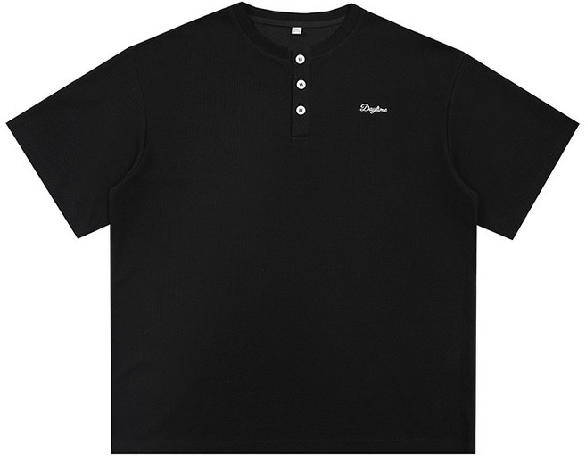 【重磅肌理】華夫格T恤 亨利領Polo衫 短袖T恤 男式T恤 夏季T恤 寬鬆版型 260g重磅面料 輕奢質感 商務休閒百搭