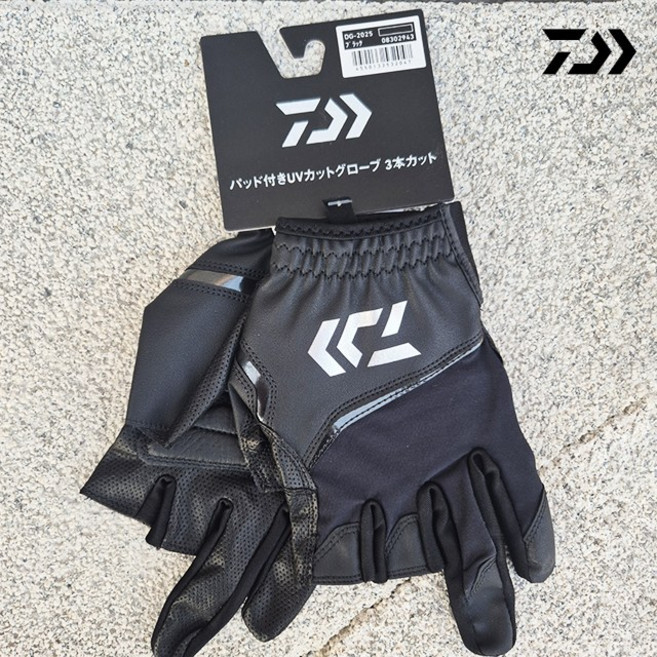 다이와 25년 패드 포함 UV 3컷 글러브 자외선차단 낚시장갑 DG-2025, 1개, 블랙